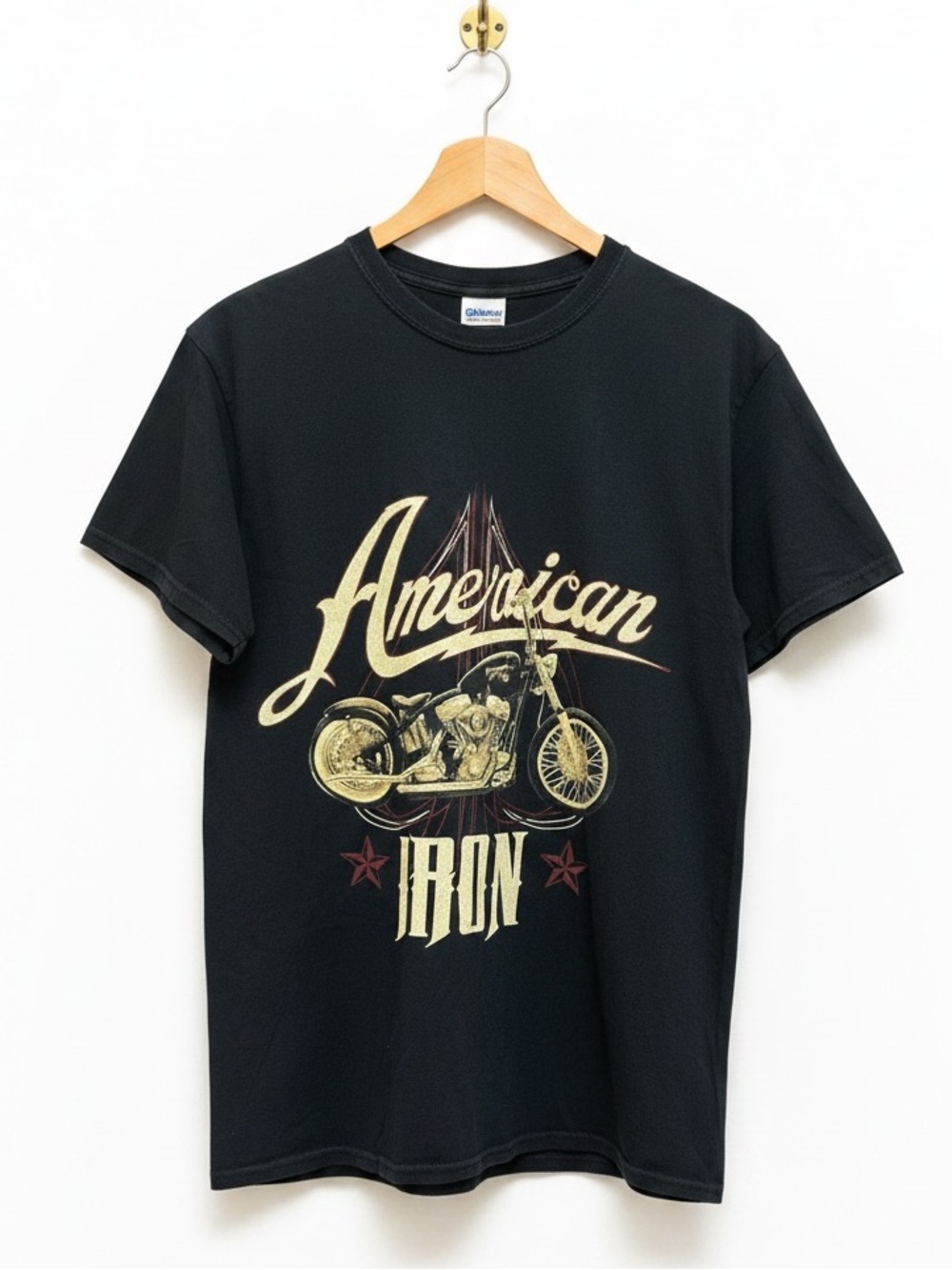 Gildan American Iron Motorcycle Black T-shirt Size M